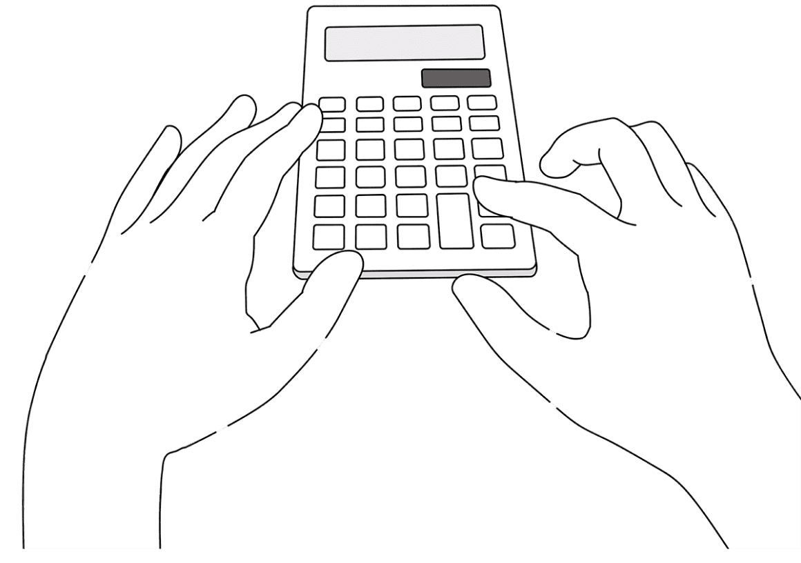電卓を打っている人の手
