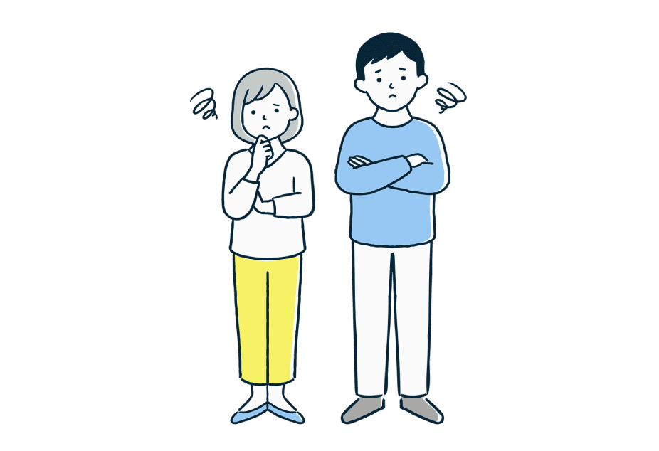 将来に悩んでいる夫婦のイラスト