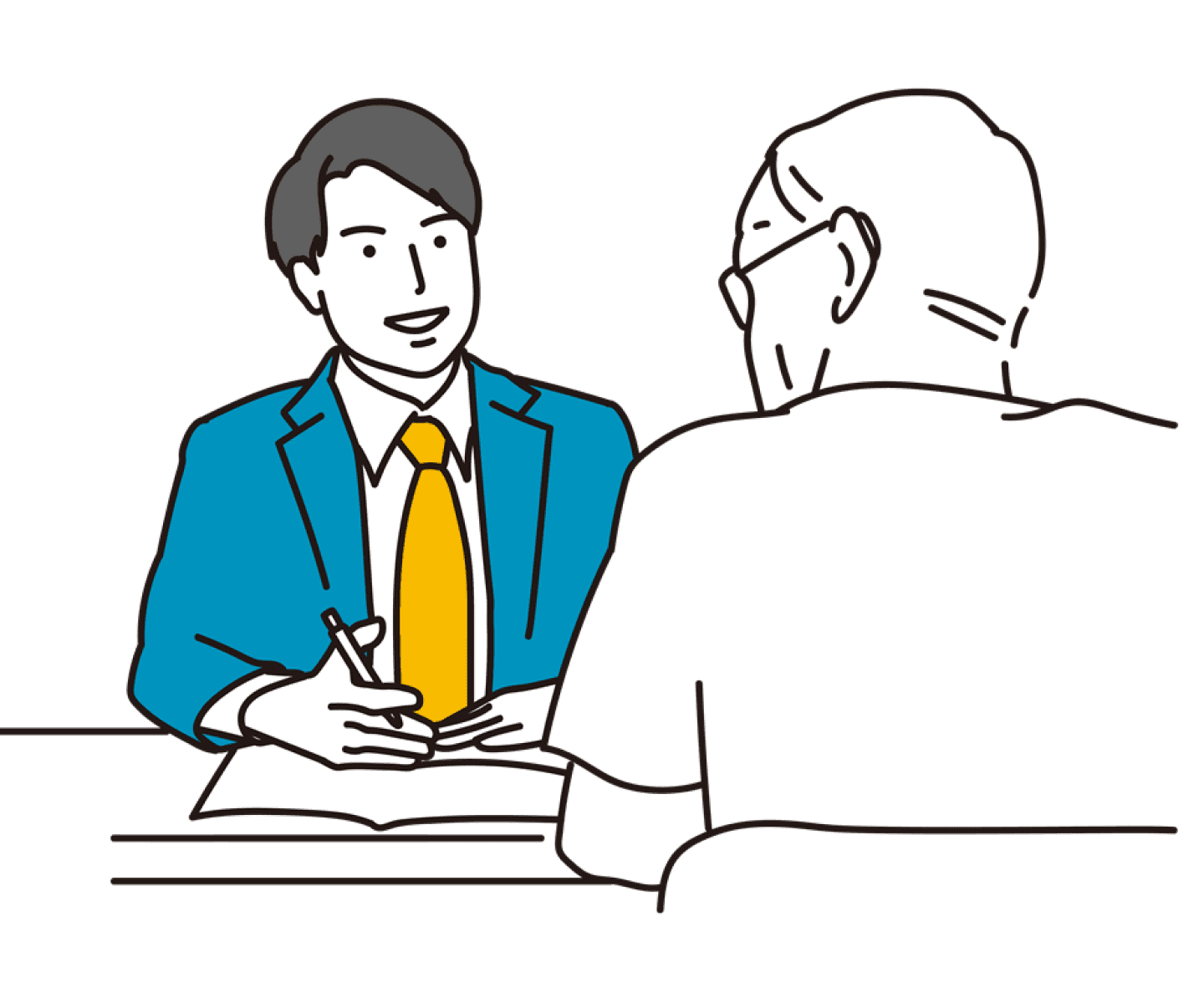 お客様と打ち合わせ中のイラスト